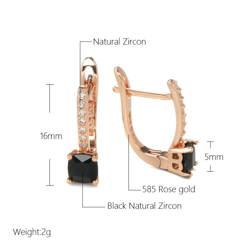 Black Square Zircon Women's Fashion All-match Square Pendant Earrings