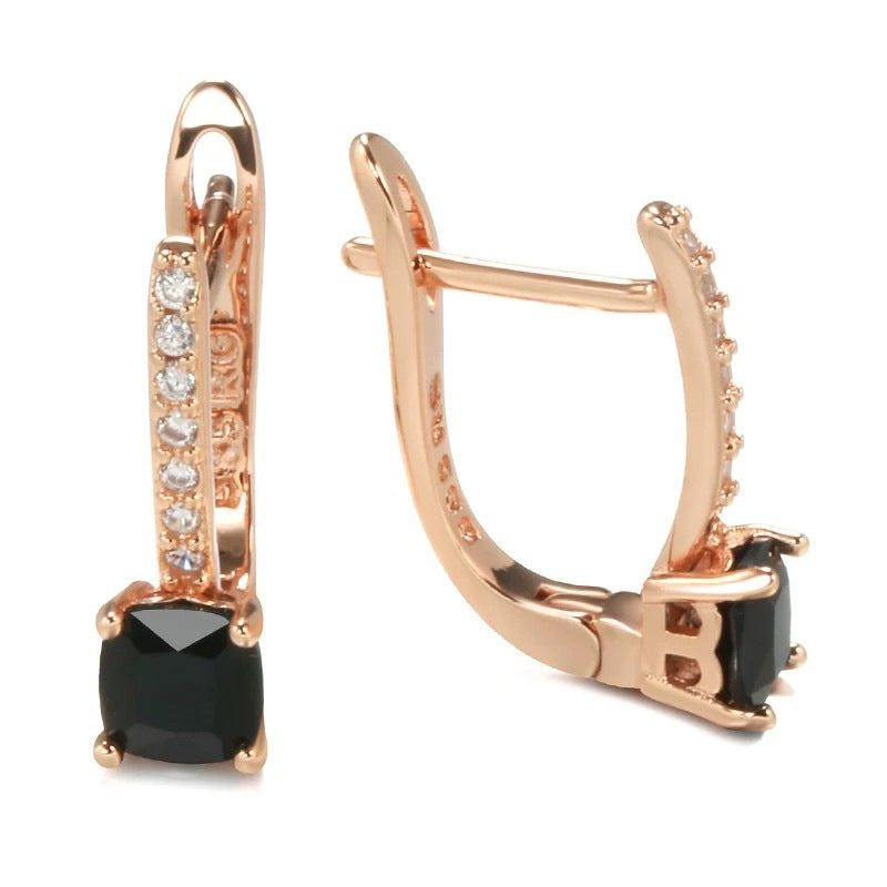 Black Square Zircon Women's Fashion All-match Square Pendant Earrings
