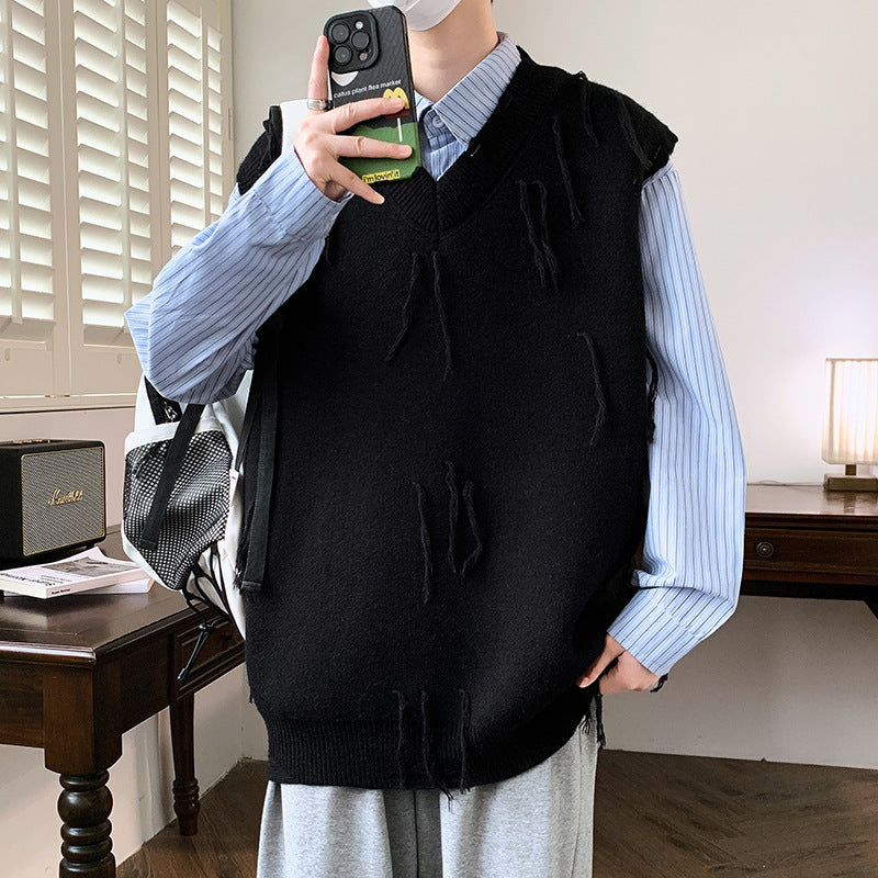 New Casual Sweater Men Sleeveless Knitwear Men