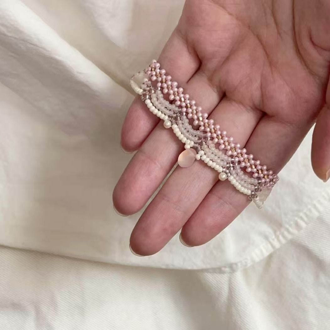 Hand-woven Gentle Lace Beaded Beads Of Necklace Tassel Necklace For Women