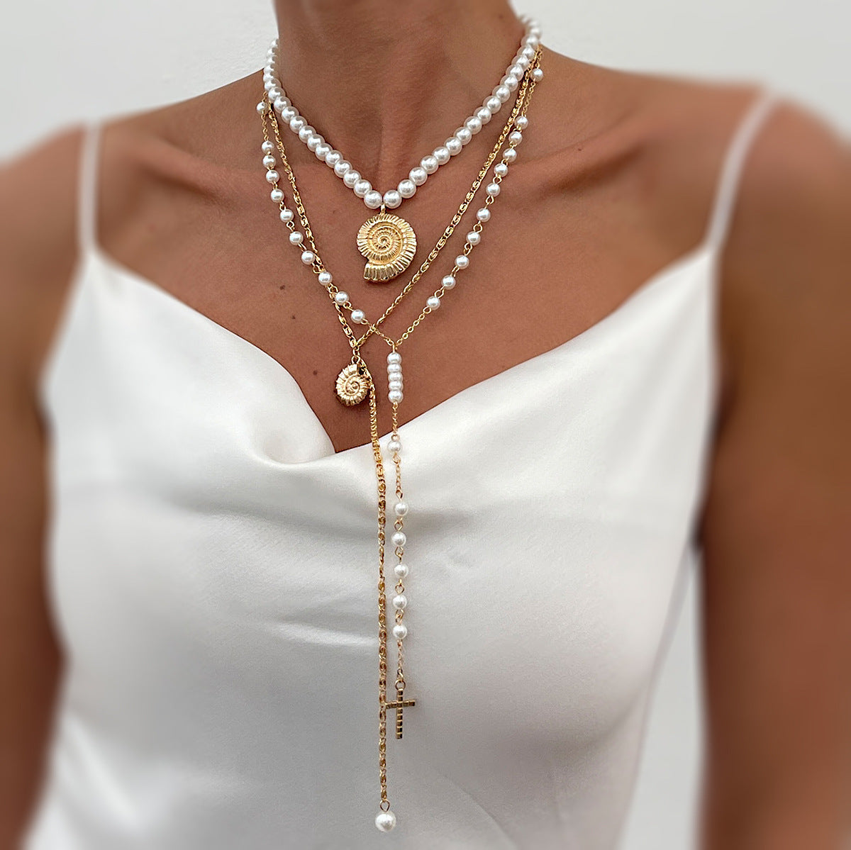 Long Pearl Y-shaped Tassel Pendant Twin Necklace