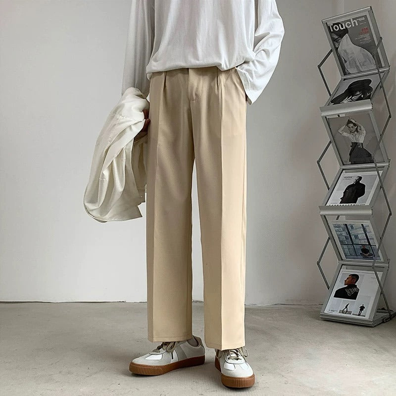 Loose Korean Style Casual White Wide Leg Trousers
