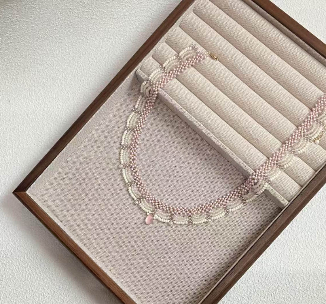 Hand-woven Gentle Lace Beaded Beads Of Necklace Tassel Necklace For Women