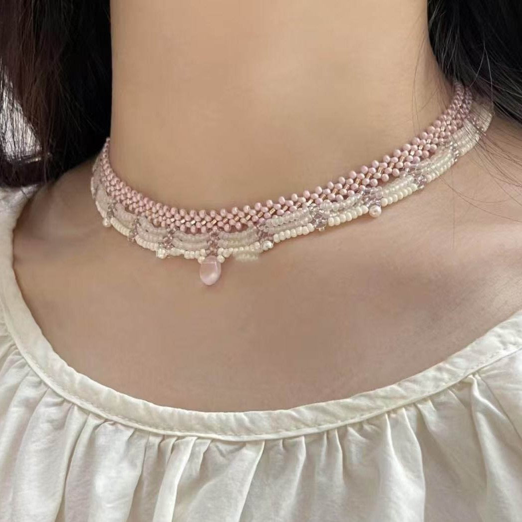 Hand-woven Gentle Lace Beaded Beads Of Necklace Tassel Necklace For Women