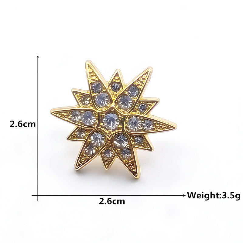 Men's Diamond Six-pointed Star Badge Badge Exquisite Brooch Boutonniere