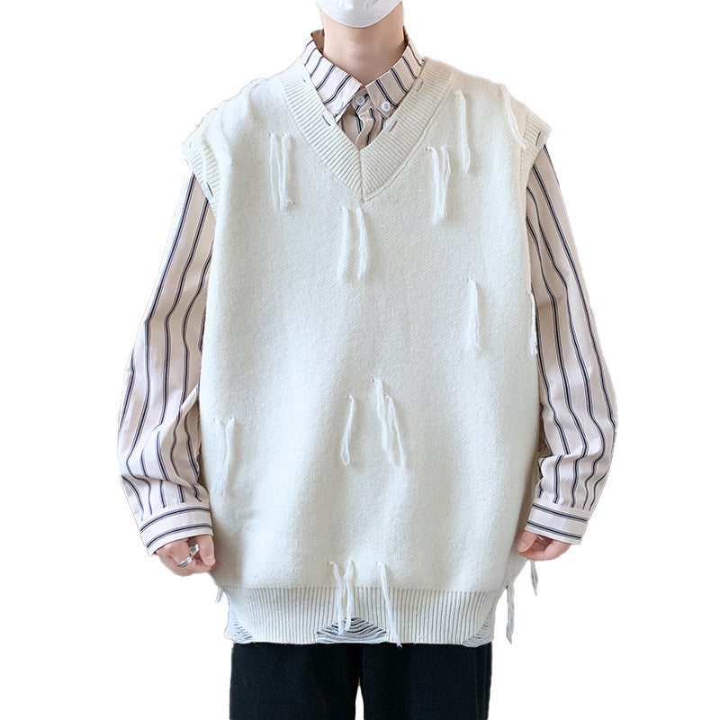 New Casual Sweater Men Sleeveless Knitwear Men