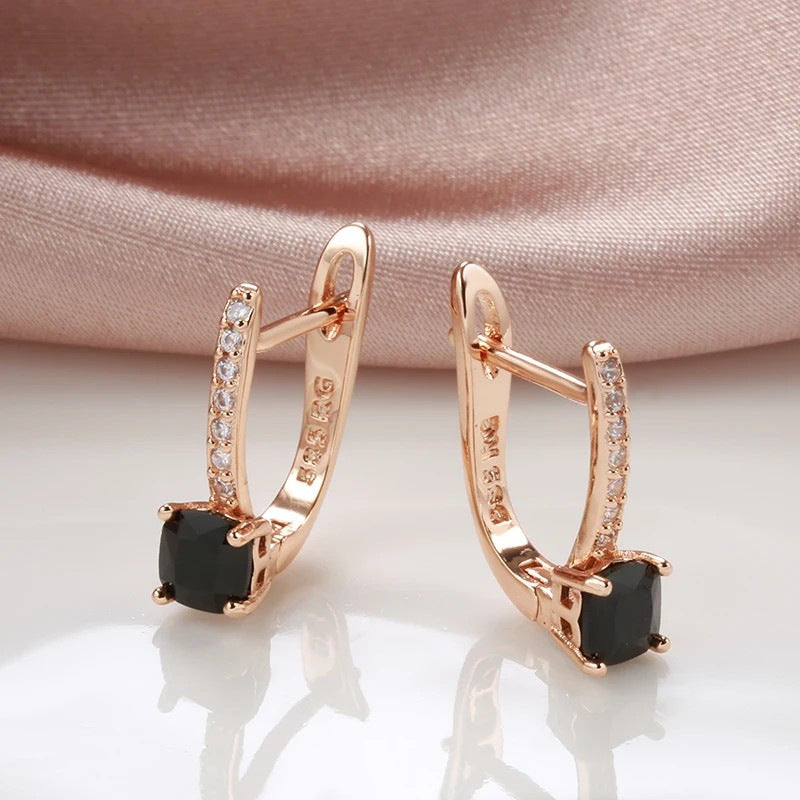 Black Square Zircon Women's Fashion All-match Square Pendant Earrings